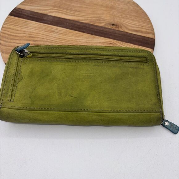 Fossil OLIVE GREEN GENUINE LEATHER ID BILL CARD ZIP WALLET CLUTCH W Bag - Picture 3 of 8